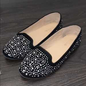 🥿Girls black righnstone flats🥿